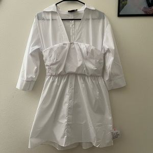 ASOS DESIGN / ZARA poplin long sleeve short shirt dress with bandeau detail NWT